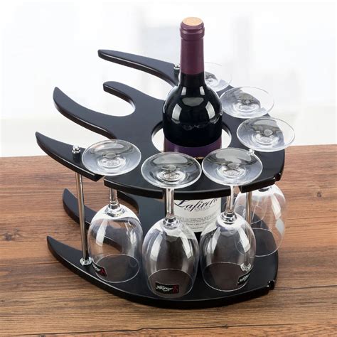 Wooden wine rack creative wine glass holder upside down goblet rack ...