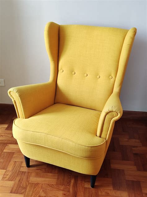 IKEA Strandmon wing chair mustard, Furniture & Home Living, Furniture, Chairs on Carousell