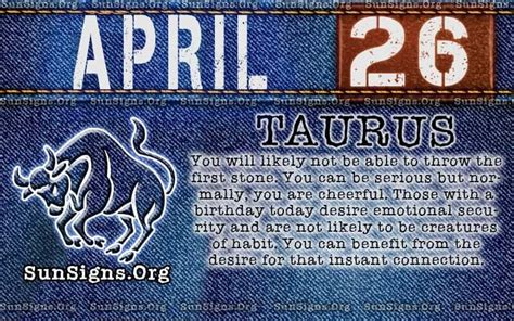 April 26 Zodiac Horoscope Birthday Personality - SunSigns.Org