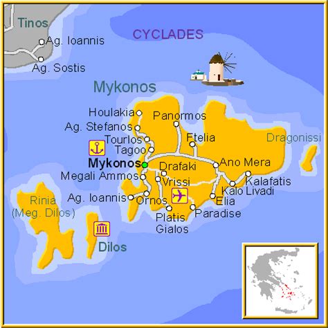 Mykonos Map - Map of Mykonos Island