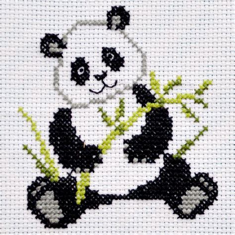 Cute Panda Cross Stitch Counted Pattern, Baby Animal Embroidery Design ...