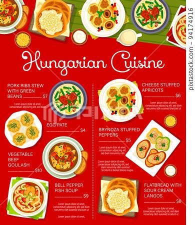 Hungarian cuisine restaurant menu. Egg pate,... - Stock Illustration [94174916] - PIXTA