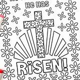 He Is Risen Coloring Page With Cross Christian Easter  Etsy sketch template