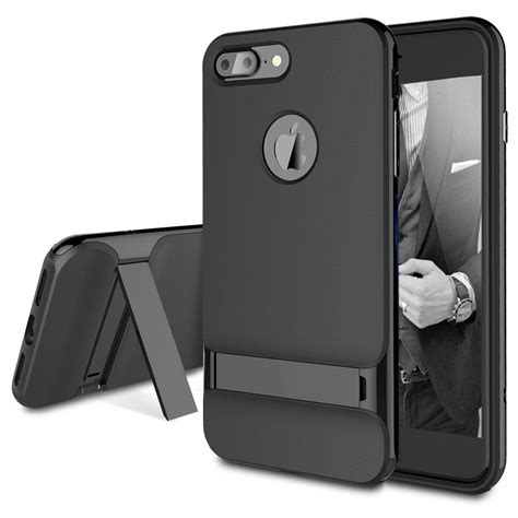 iPhone 7 Plus Case, ROCK [Royce Stand] - Jet Black [Ultra Thin ...