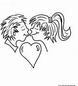 Valentine couple kissing coloring Pages For Kids  Free Coloring Page sketch template