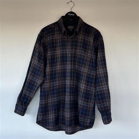 Size L, Pendleton Wool Shirt. Blue Plaid. - Depop