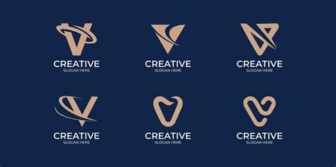minimalist linear style letter v logo set 7691294 Vector Art at Vecteezy