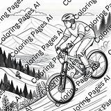 Teen Cycling Downhill Coloring Page  Pages AI sketch template