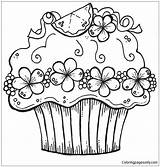 Happy Birthday Cupcake Coloring Pages sketch template