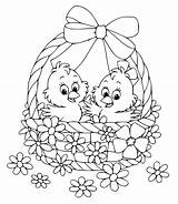 Easter Chick With Basket Coloring Page  Free Printable sketch template
