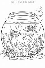 Fish Tank Colouring In sketch template