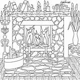 Fireplace Coloring Pages Printable sketch template