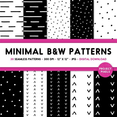 Minimal Black and White Patterns Seamless Patterns Hand - Etsy