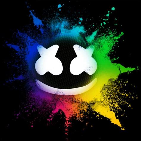 a smiley face painted in different colors on a black background with paint splatters