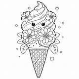 Flower Ice Cream Coloring Book  Pages Made sketch template