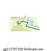 100 Gps Icon And Route Map With Path In City Street Clip Art | Royalty Free - GoGraph