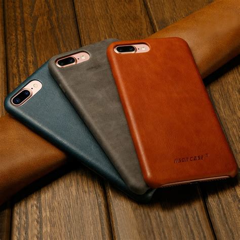 Jisoncase Original Leather Case for iPhone 8 8 Plus Case Cover Genuine ...