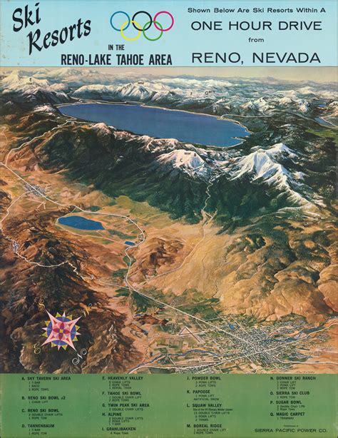 Lake Tahoe Ski Resorts and Reno, Nevada (circa 1960) : r/MapPorn