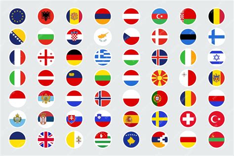 Premium Vector | Set Of All Europe Flags Circles