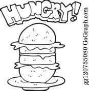 24 Freehand Drawn Black And White Cartoon Burger Clip Art | Royalty ...