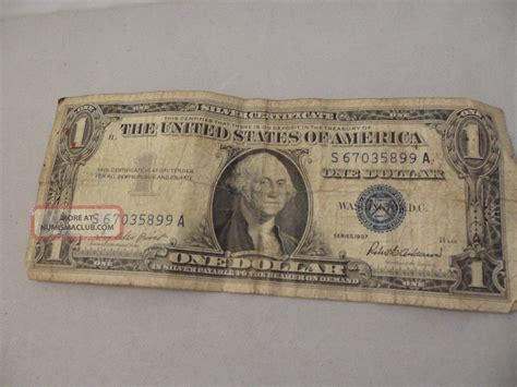 1957 Silver Certificate Dollar Bill Paper Currency Money U S Blue Seal