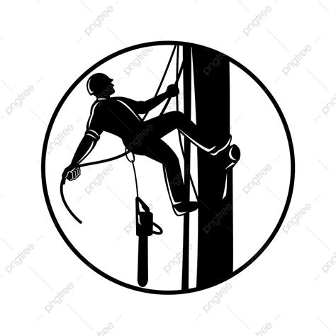 Arborist Silhouette PNG Transparent, Retro Woodcut Style Illustration ...