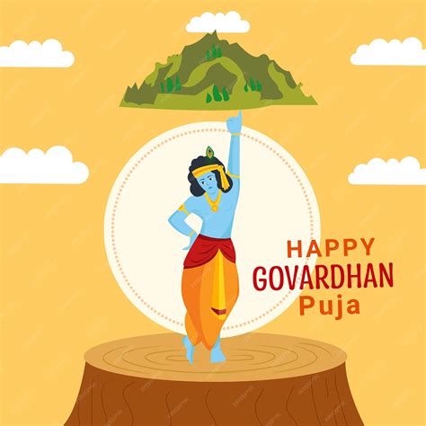 Premium Vector | Diwali goverdhan puja vector post