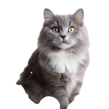 Beautiful Gray Fluffy Cat Sitting On A Christmas Tree, Close Up, Funny Cat, Cat Play PNG ...
