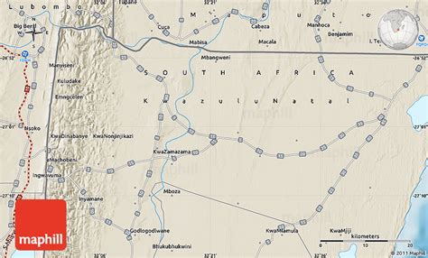 Shaded Relief Map of Manguzi