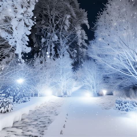 Snowy Christmas Landscape with Roses Diamond Glitter and Bright Lights ...