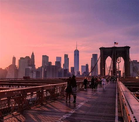 Sunset on the Brooklyn Bridge | Viewing NYC | Nyc background, City ...