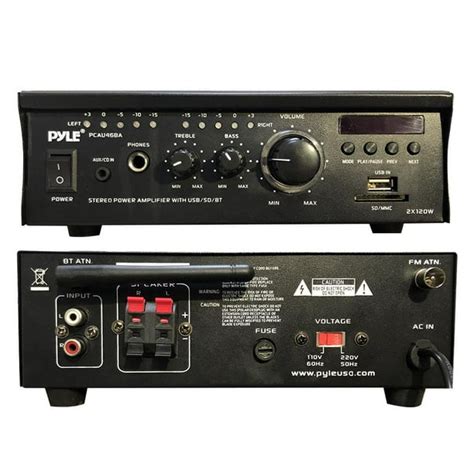 Pyle PCAU46BA - Audio Speaker Power Amplifier System - 2x120 Watt Amp w/ Headphone Jack, MP3/USB ...