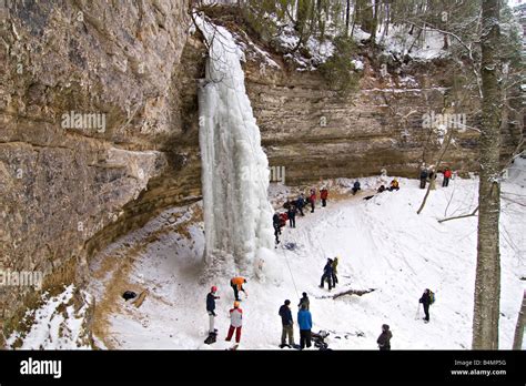 Ice climbing during Michigan Ice Fest at Pictured Rocks National ...