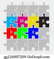 6 Cmyk Color Scheme Puzzle Illustration Clip Art | Royalty Free - GoGraph