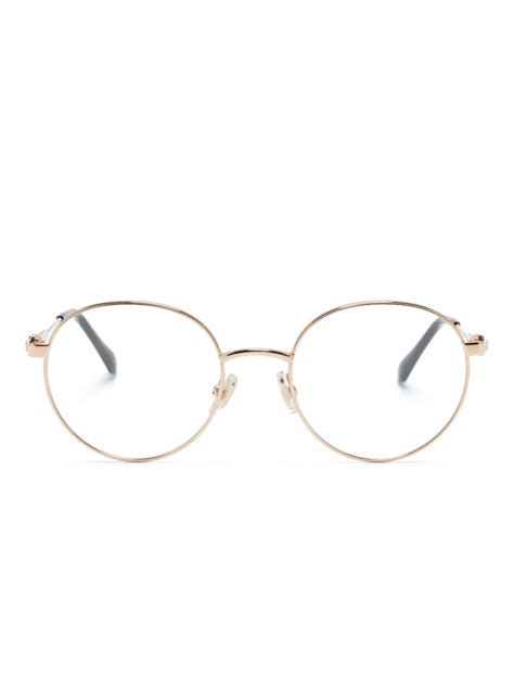 Jimmy Choo Crystal-embellished Round-frame Glasses In Gold | ModeSens