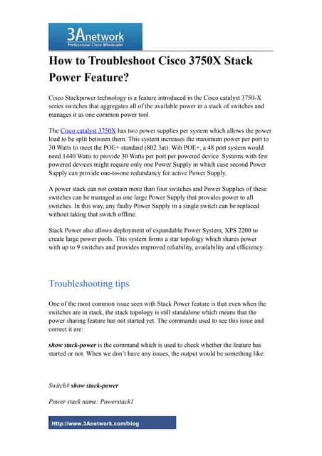 Troubleshoot cisco 3750 x stack power feature | PDF