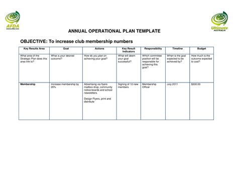 Annual Operational Plan - 11+ Examples, Templates, PDF, Word, Docs