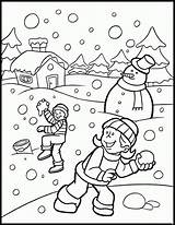 Dos Niños Y Muñeco De Nieve En Invierno Para Colorear Imprimir E  sketch template