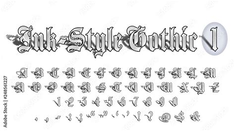 Ink-Style Gothic Font 1 of 2: Hand-Crafted Illustrated 50-Character ...