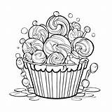 Download Coloring Page Cupcake With Frosting And Sprinkles  sketch template