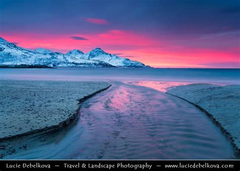 Norway - Arctic Norway Fjords - Tromso & Kvaloya Area - Grotfjord at pink sunset | Travel ...
