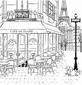 Paris Cafe Coloring Pages sketch template