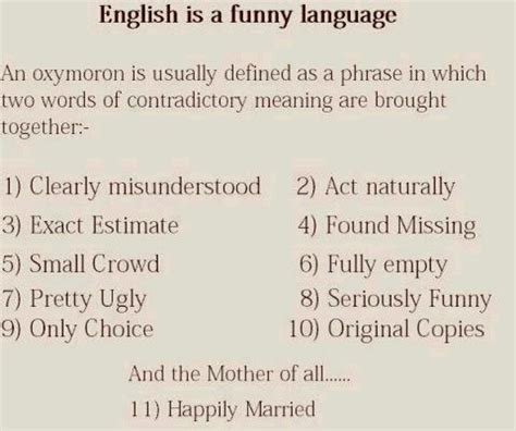 oxymorons | Funny quotes, Seriously funny, Language