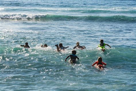 Surf School - Several Surfboarding Students Headed into an Ocean Editorial Stock Image - Image ...