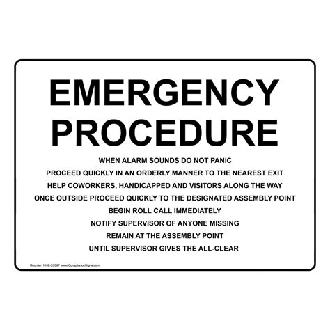 Emergency Sign - Emergency Procedure When Alarm Sounds Do Not Panic