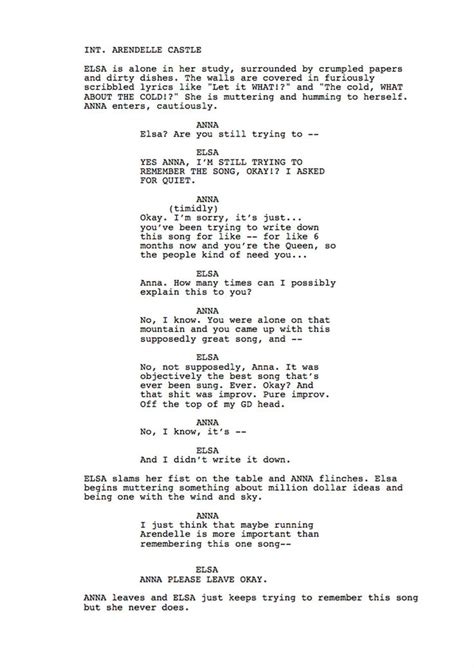 Your first look at the 'Frozen 2' screenplay we just made up ...