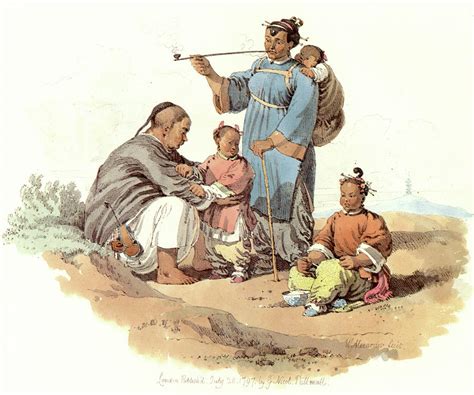 China Peasant Family, 1797 Painting by Granger