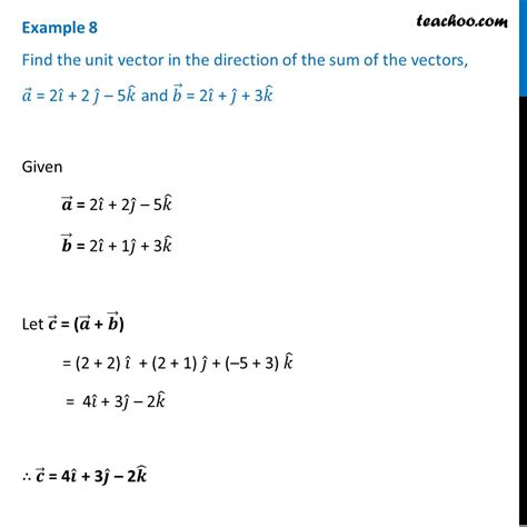 Example 8 - Find unit vector in direction of sum of vectors