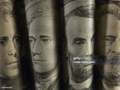 Us Currency Folded Bills Showing Faces Of Famous American Politicians ...