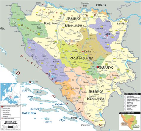 Detailed political and administrative map of Bosnia and Herzegovina ...